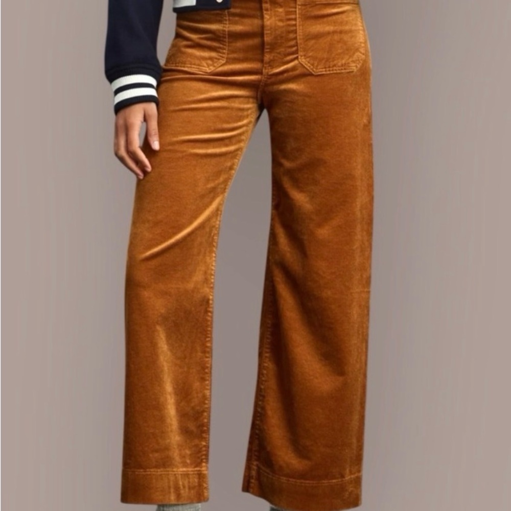 Anthropologie Wide-Leg Corduroy Pants in Rust